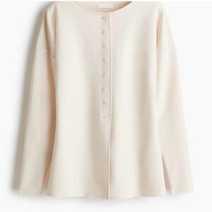 Cardigan with defined waist, cream color
